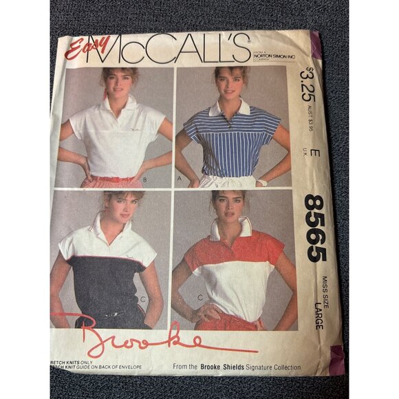 Vintage 1983 McCalls 8565 Easy Polo Shirt Sewing Pattern Misses Size Large Uncut - Picture 1 of 5